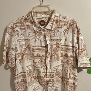 Cotton On Men's Casual White and Brown Shirt